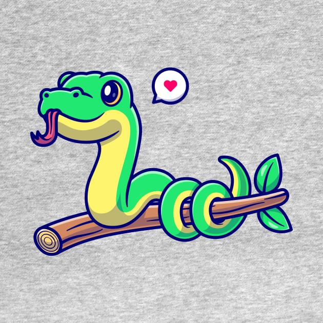 Cute Snake On Branch Cartoon by Catalyst Labs